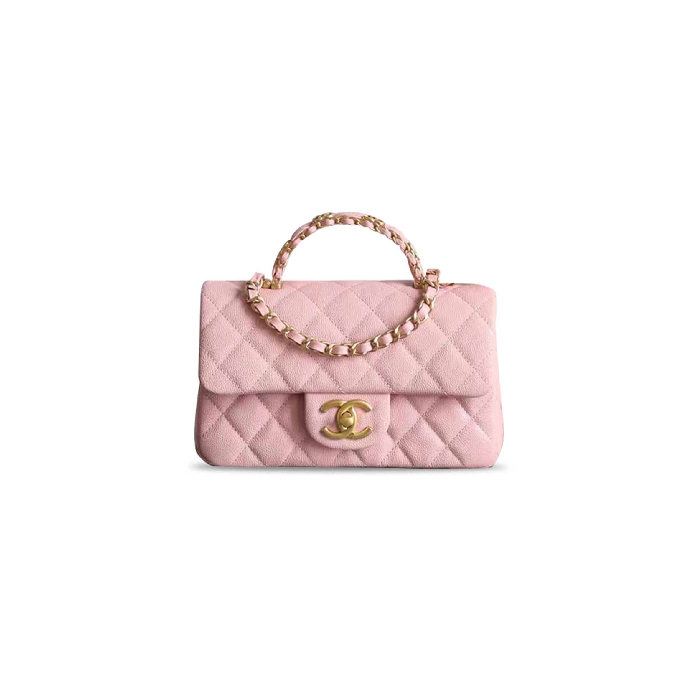 CHANEL CAVIAR QUILTED MINI FLAP LIGHT PINK  (19.5*12*6.5cm)